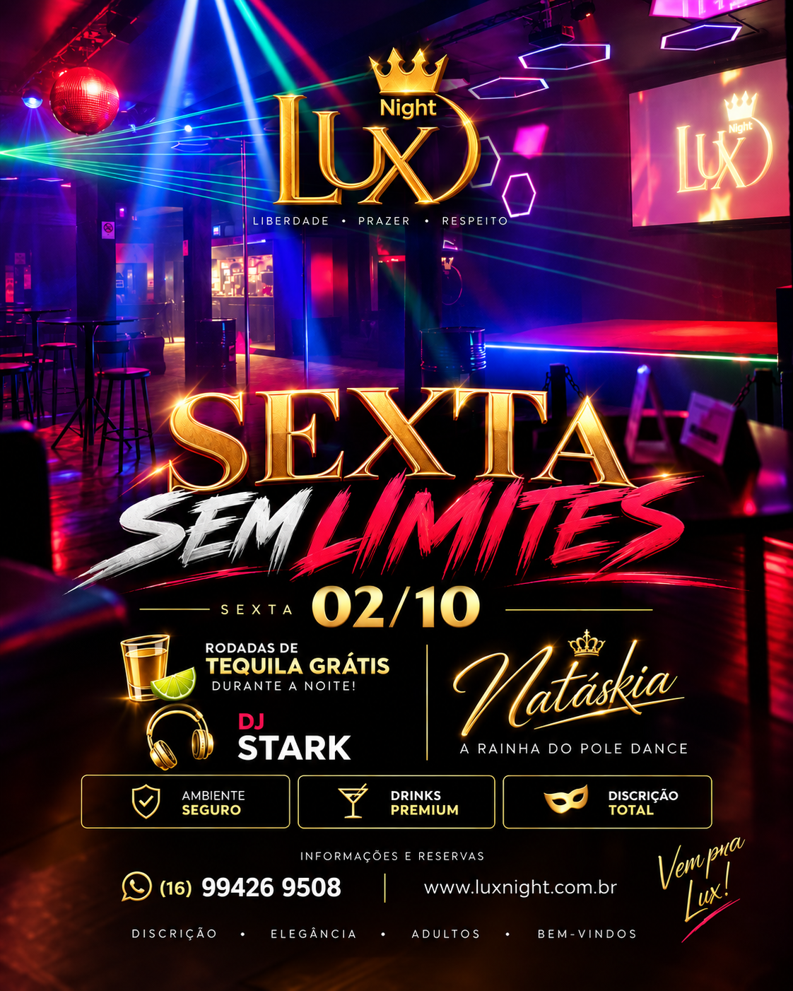Arte do evento de sexta-feira na Lux Night
