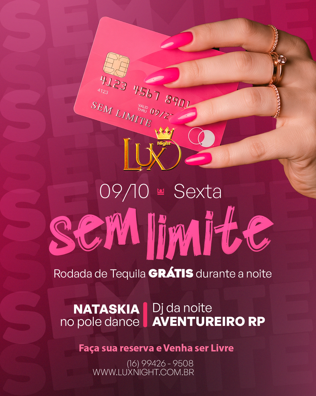 Arte do evento de sexta-feira na Lux Night